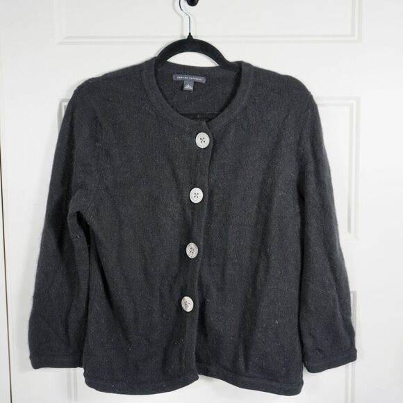 Banana Republic Sweater Womens Large Black Wool and Angora‎ Rabbit Hair Cardigan - Picture 2 of 7